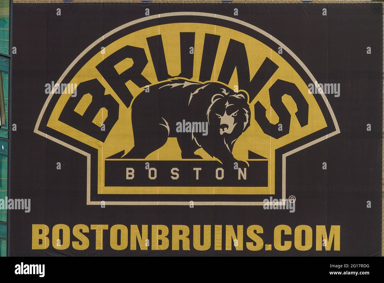 Close-up of Boston Bruins logo at TD Garden Stock Photo