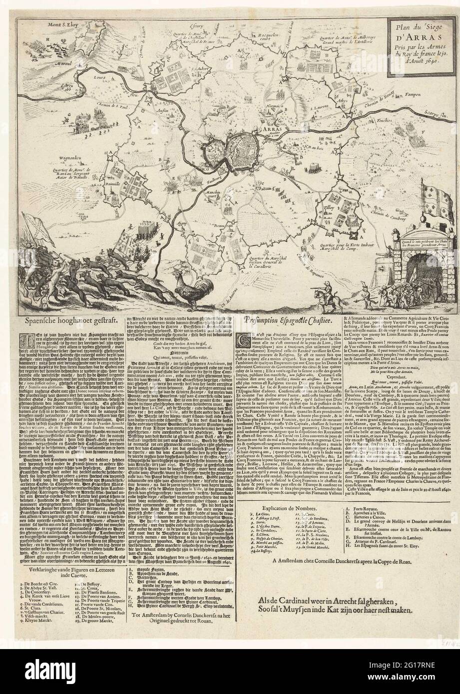 Siege and conquest of Arras by the French, 1640; Plan du Siege d'Arras Pris  Par les Armes du Roy de France Le 10. d'Aoust 1640. Map of the topping and  conquest of