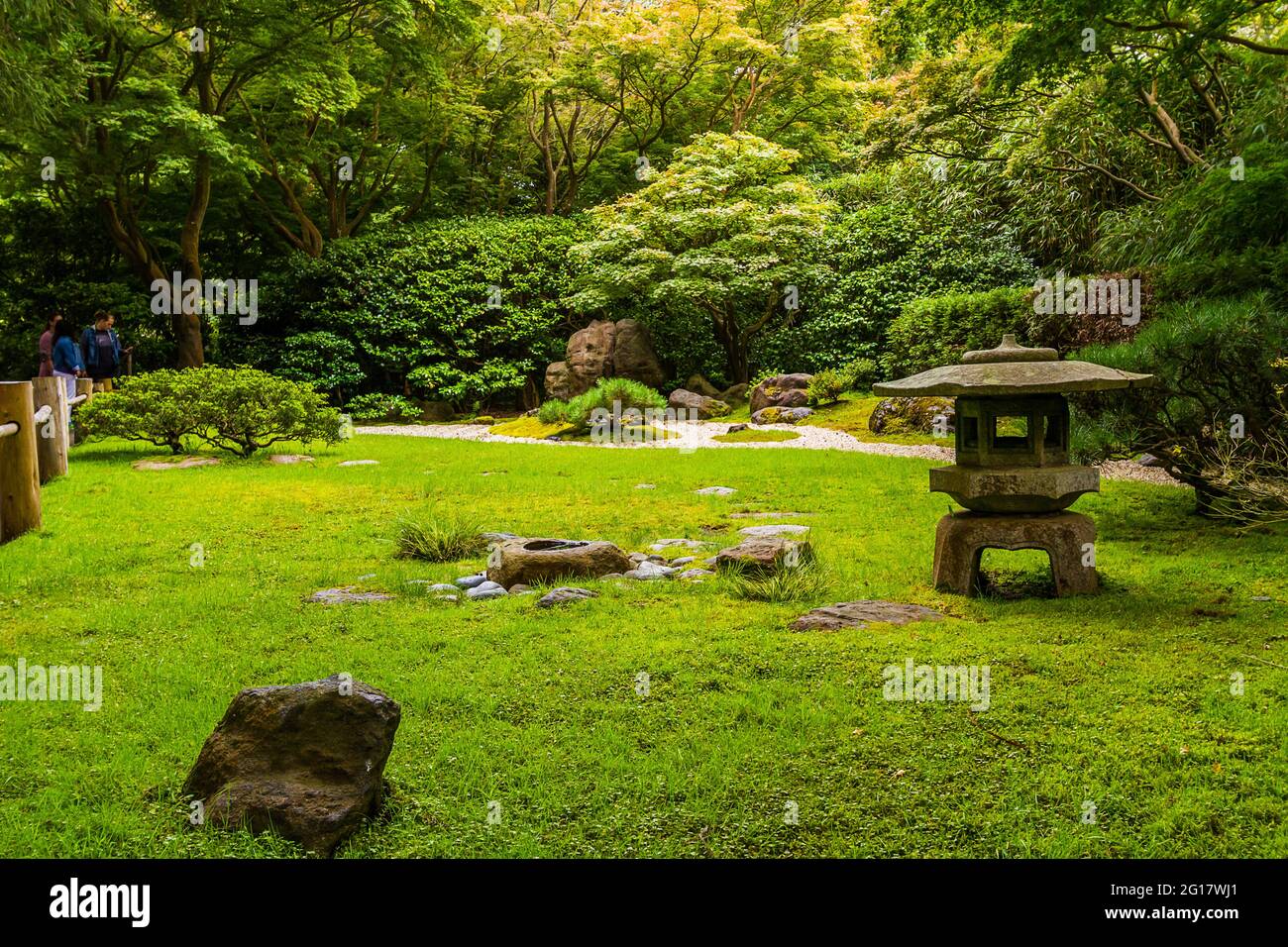 Green landscape of the Japanese Tea Garden in Golden Gate Park Stock Photo