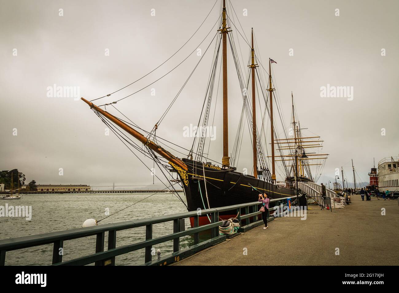 C.A. Thayer schooner on Pier 39, San Francisco Stock Photo