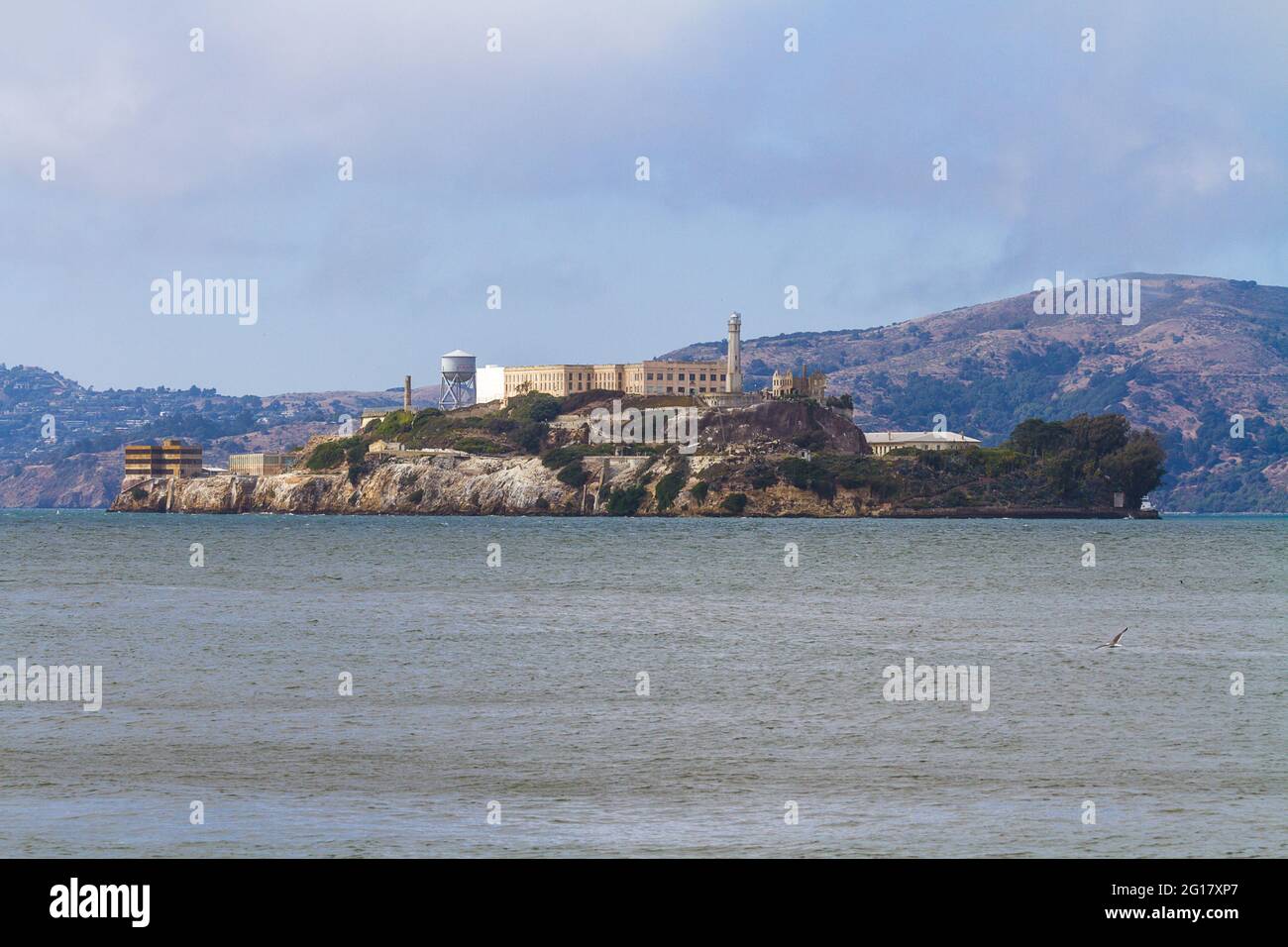 Alcatraz Island seen from Pier 39 in San Francisco Stock Photo