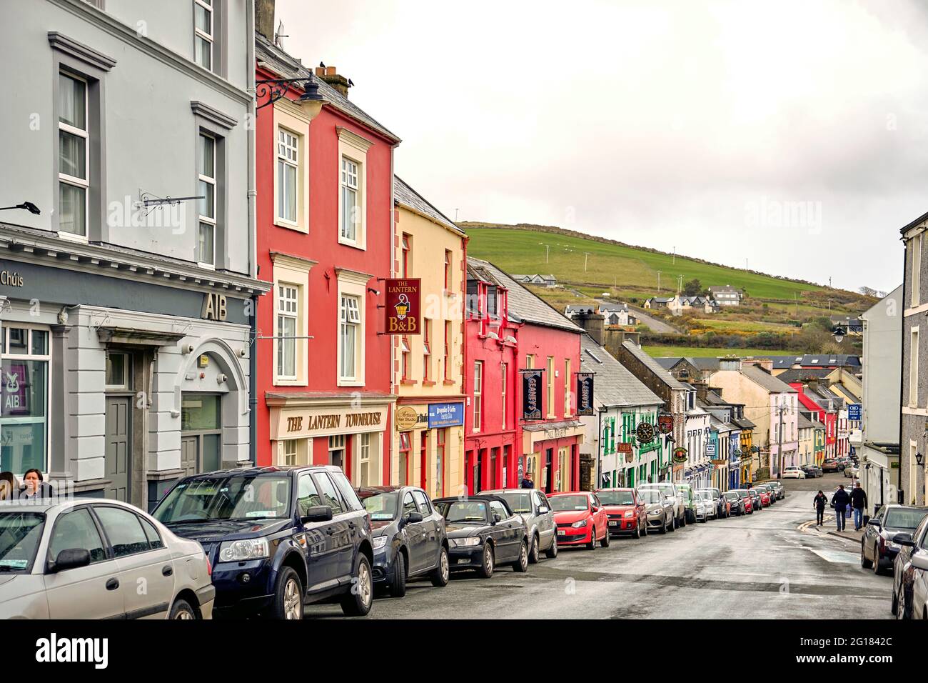 Pubs of main street downtown Dingle, co. kerry, Ireland, Europe, 2018