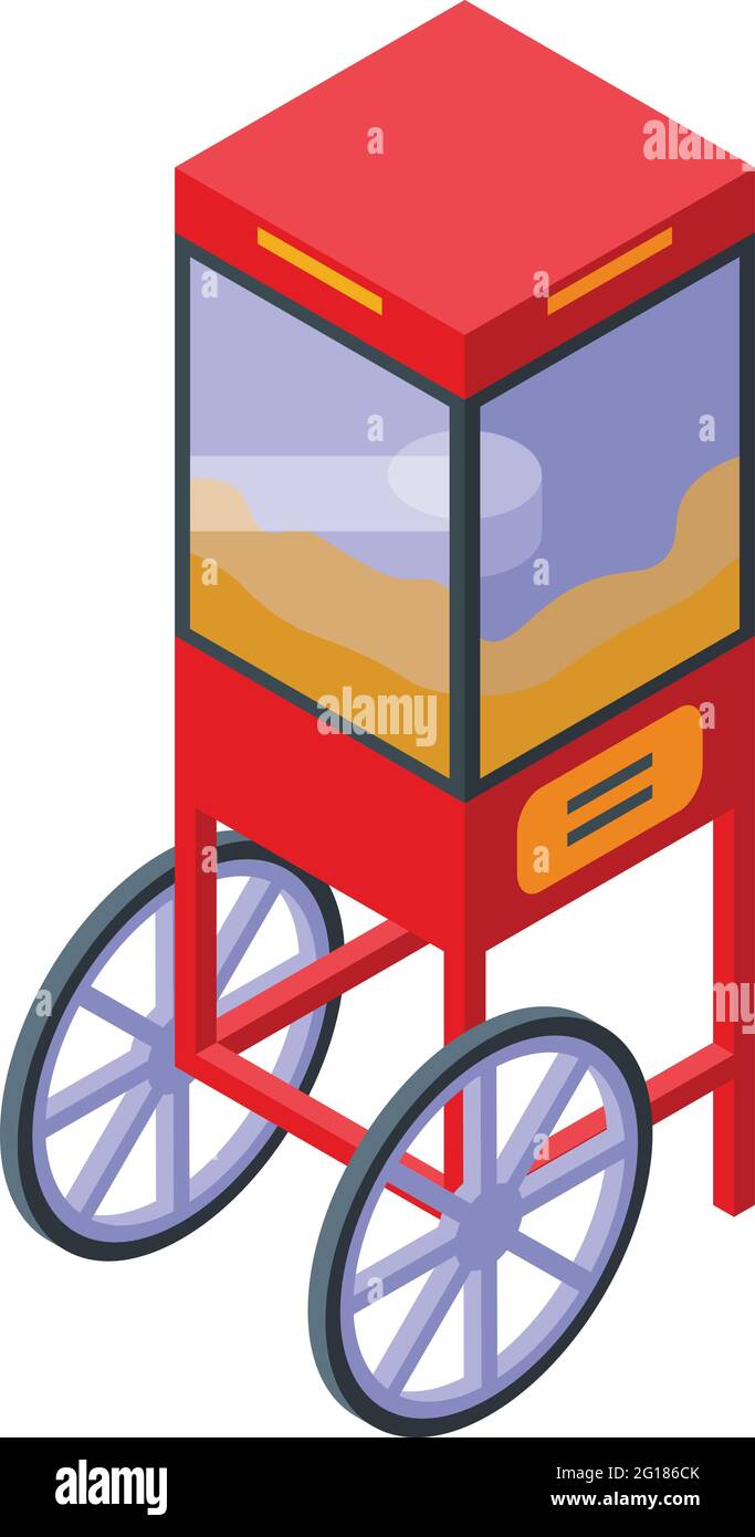 Cart popcorn maker machine icon. Isometric of Cart popcorn maker machine vector icon for web