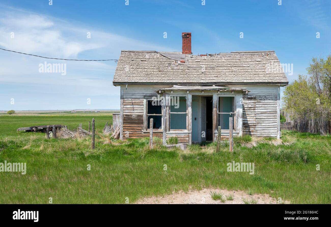 Abandoned house in the hamlet of Robsart, Saskatchewan, Canada Stock