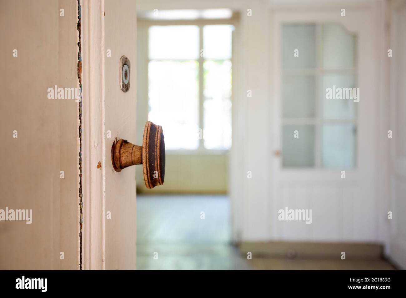 Door open to new home, New construction property, needs renovation