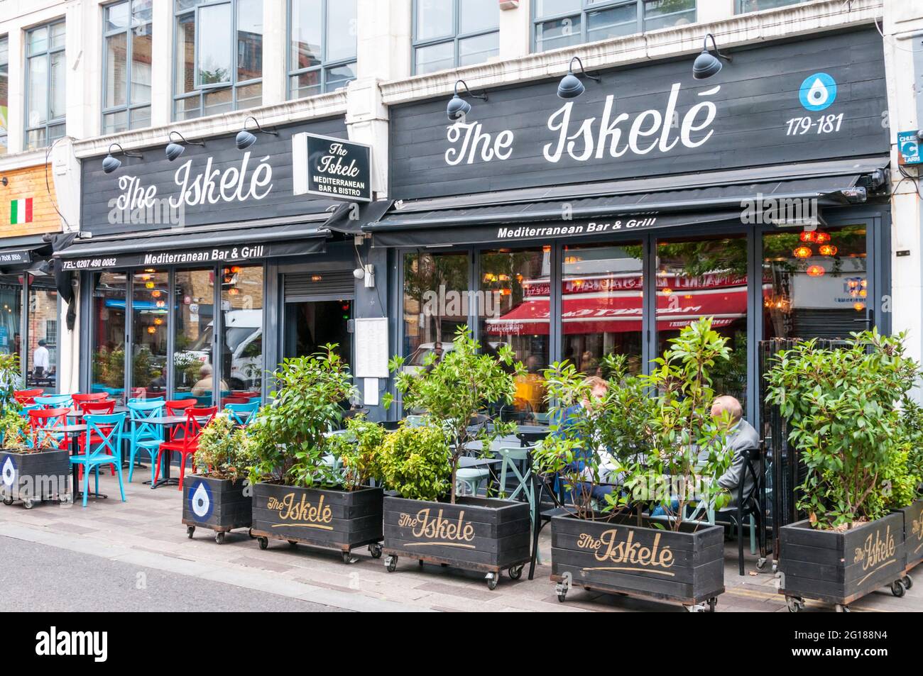 The Iskelé Mediterranean bar & grill in Whitecross Street, London. Stock Photo