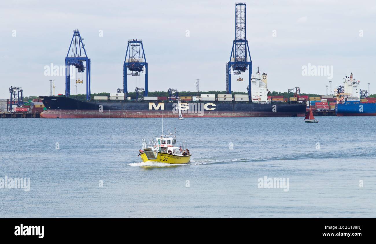 Harwich Harbour Ferry on its way back from Felixstowe going to Harwich