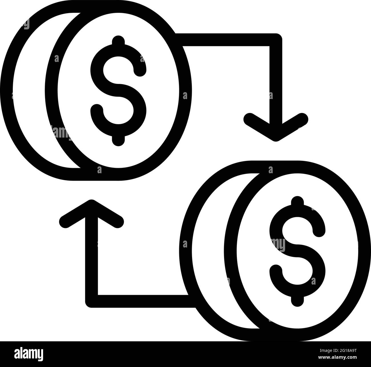 Money bank exchange icon. Outline Money bank exchange vector icon for