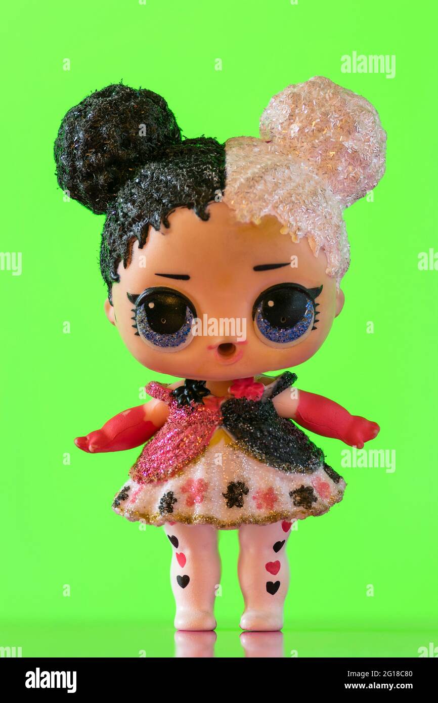 New York, USA - June 2, 2021: A close up shot of a miniature disney character called Harley Quinn. Stock Photo