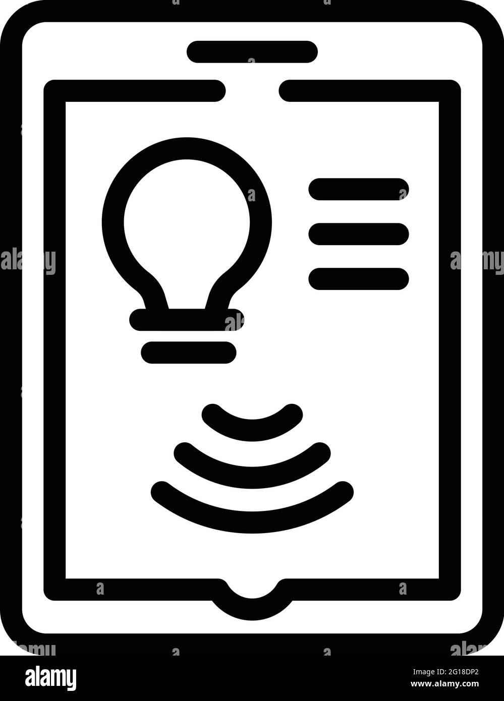 Tablet control smart lightbulb icon. Outline Tablet control smart ...