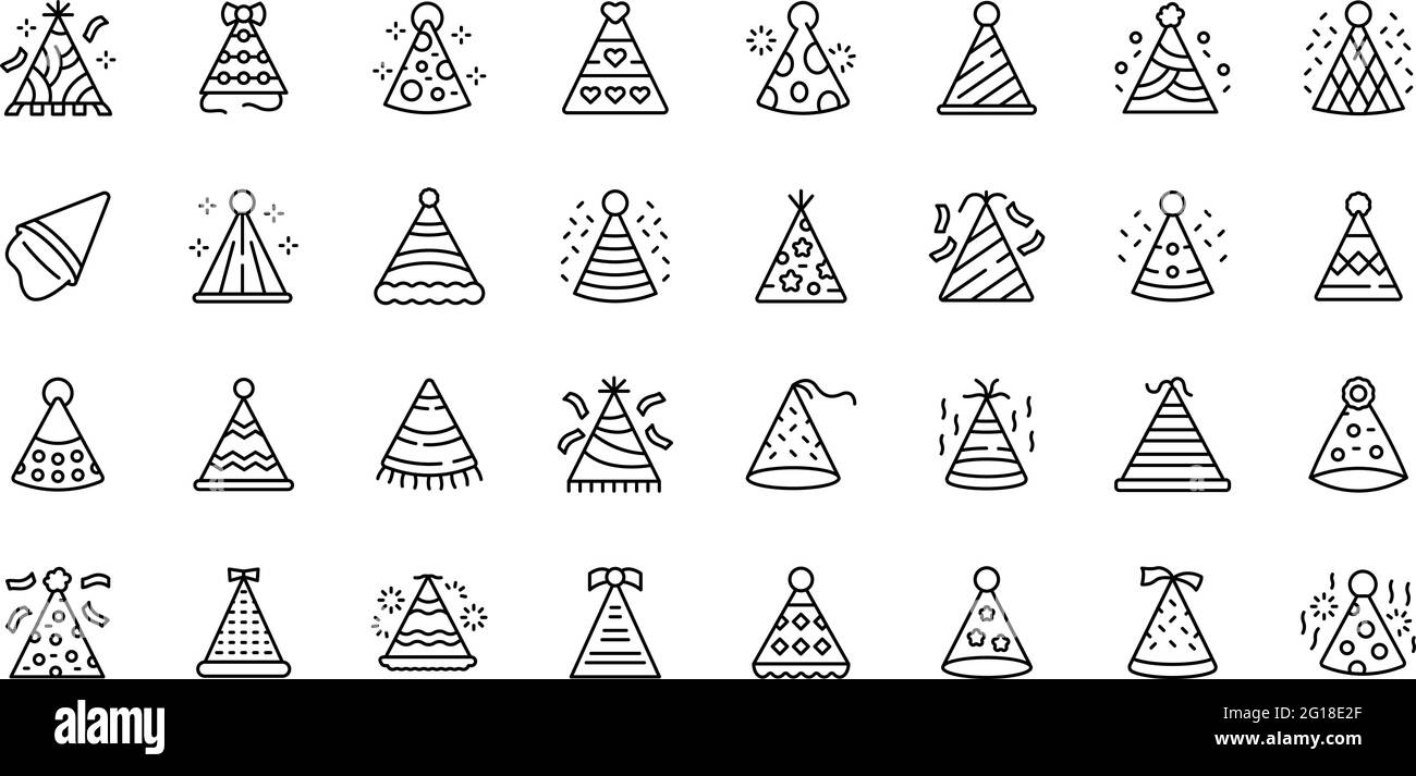 party-hats-icons-set-outline-set-of-party-hats-vector-icons-for-web