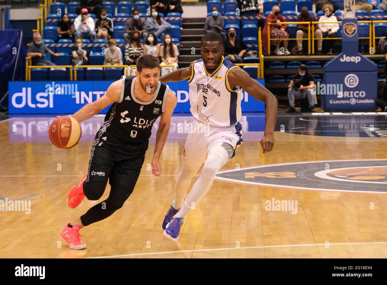 Levallois, Hauts de Seine, France. 5th June, 2021. ANTOINE DIOT Point Guard  of LDLC-ASVEL in action during the French Basketball championship Jeep Elite  between Boulogne-Levallois and LDLC ASVEL at Palais des Sports