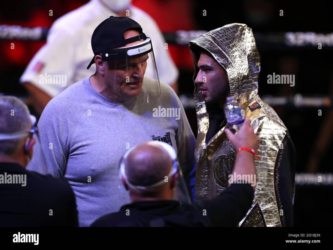 John Fury and Tommy Fury during the Boxing event at the Telford International Centre, Telford. Picture date: Saturday June 5, 2021. Stock Photo