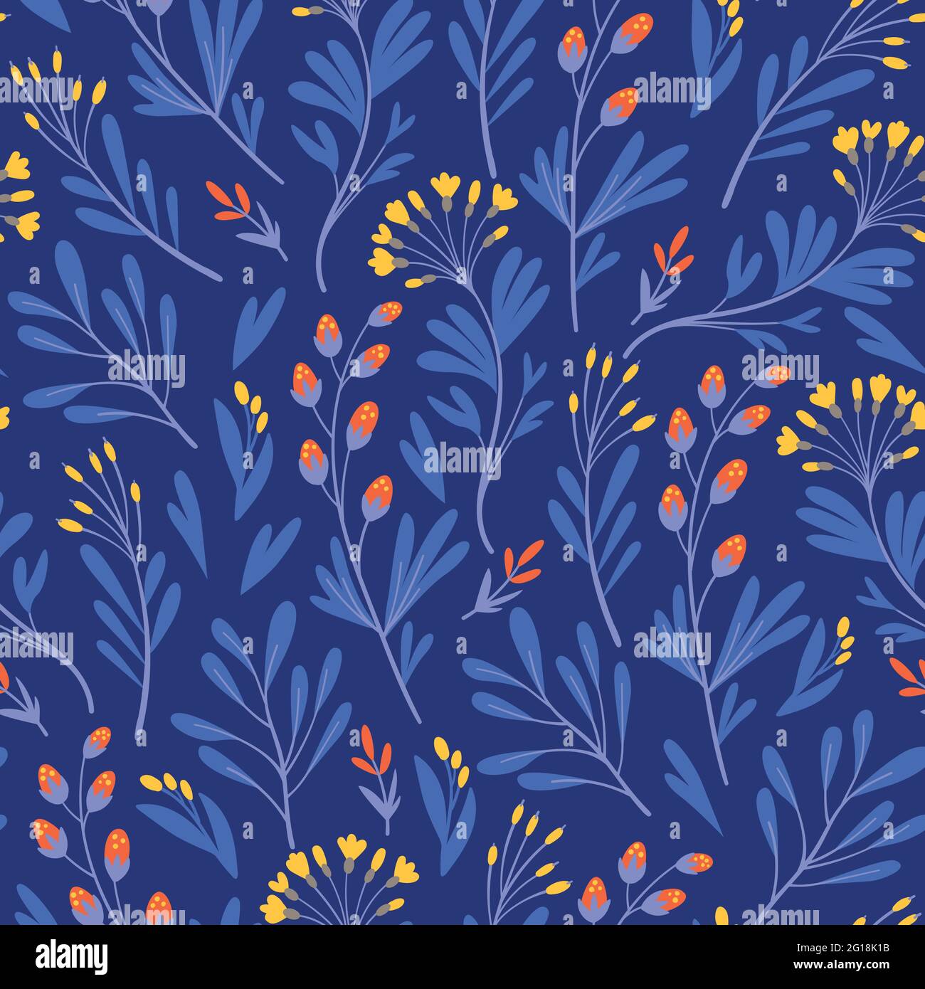 Simplistic Flower Pattern Vector floral pattern in minimalistic style with cute simple stylized ...