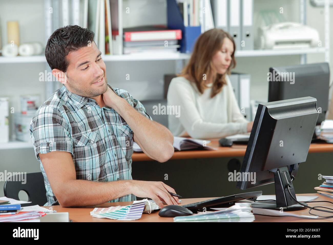Office worker getting a bit stressed Stock Photo