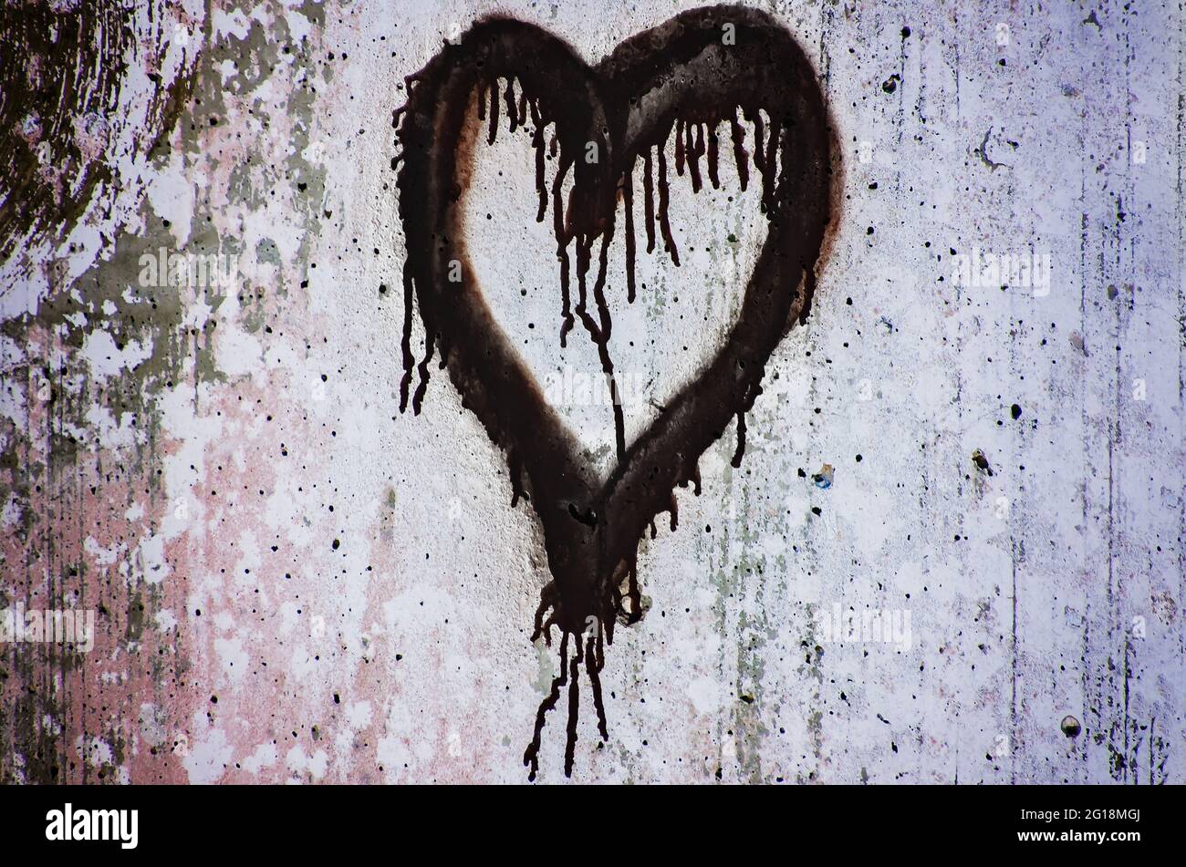 A heart is spray-painted on a wall, May 30, 2021, in Biloxi, Mississippi. Stock Photo