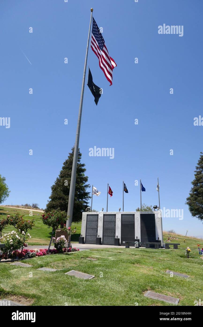 Newhall, California, USA 4th June 2021 A general view of atmosphere of Veterans War Memorial at Eternal Valley Memorial Park on June 4, 2021 at 23287 Sierra Hwy in Newhall, California, USA. Photo by Barry King/Alamy Stock Photo Stock Photo