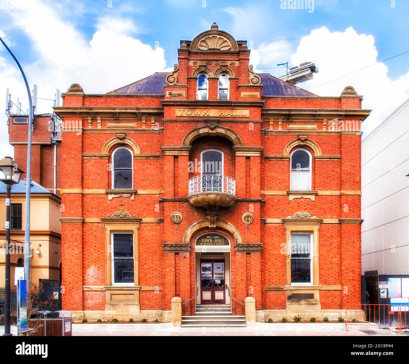 Historic public building of old town hall house in Goulburn city, Australia. Stock Photo