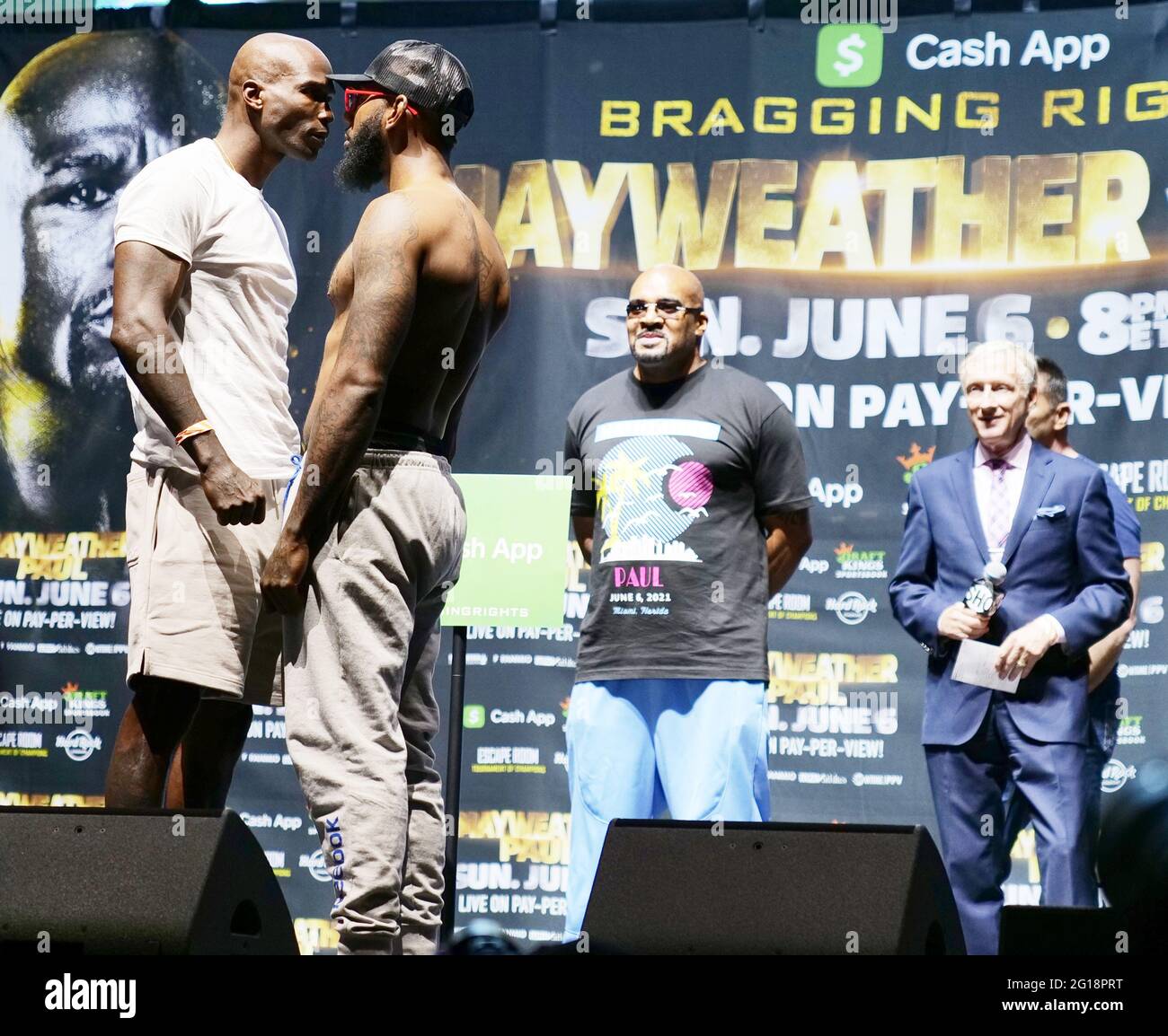 Chad Johnson poses for photographers during a weigh-in Saturday