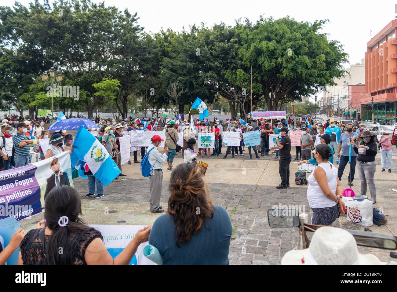 Protest against guatemala government corruption and the persecution of civil society leaders. Days before visit of vice president of US Kamala Harris Stock Photo