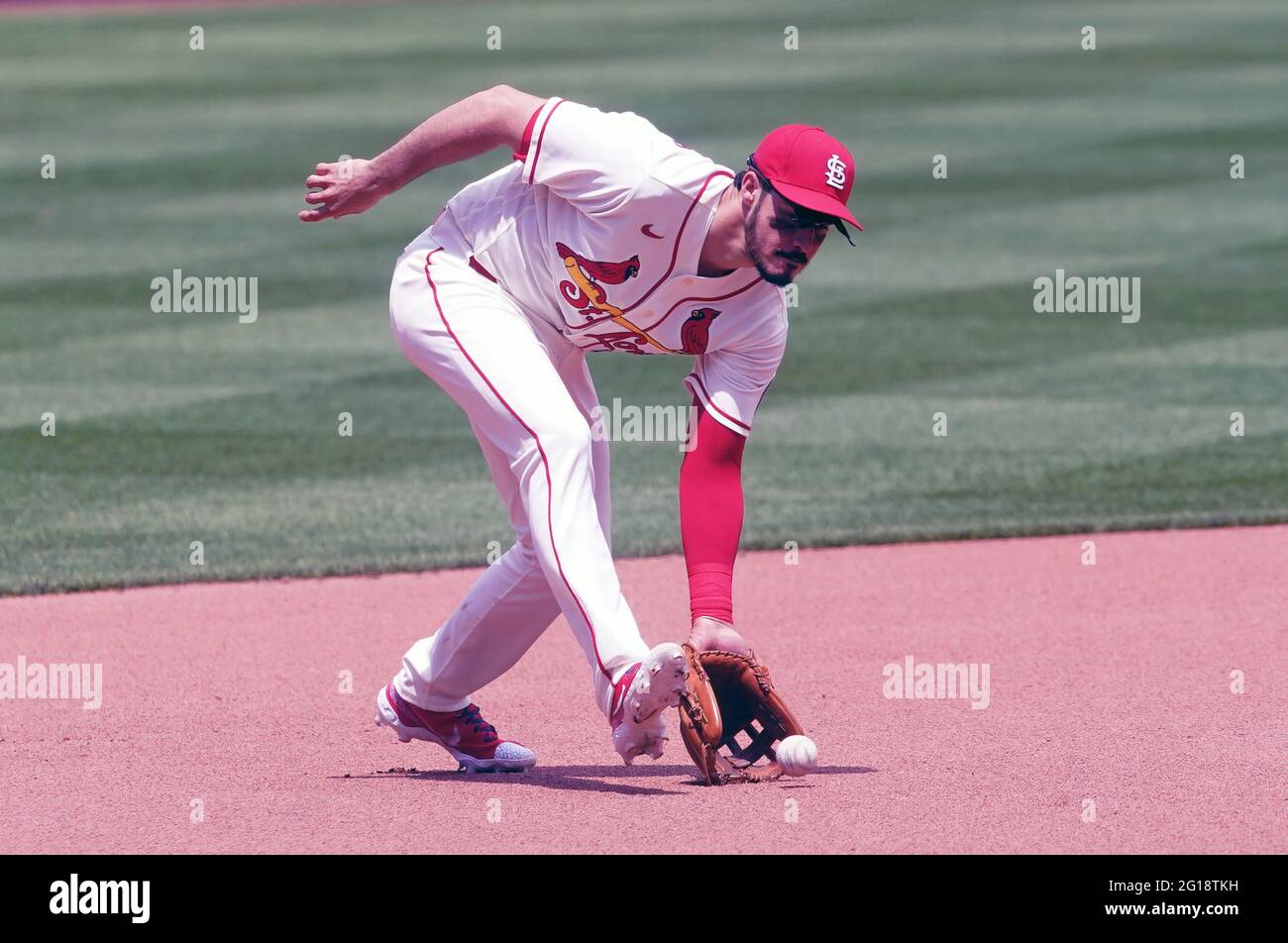 ST. LOUIS, MO - JUNE 06: Cincinnati Reds outfielder Nick Castellanos (2)  looks on during the MLB game against the St. Louis Cardinals on June 6,  2021 at Busch Stadium in St.