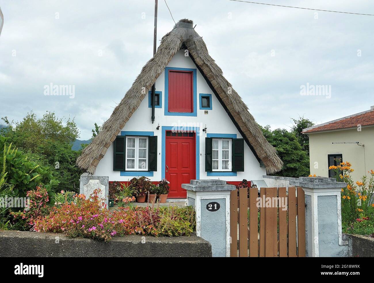 Traditional cottage in Santana, Madeira, Portugal. Stock Photo