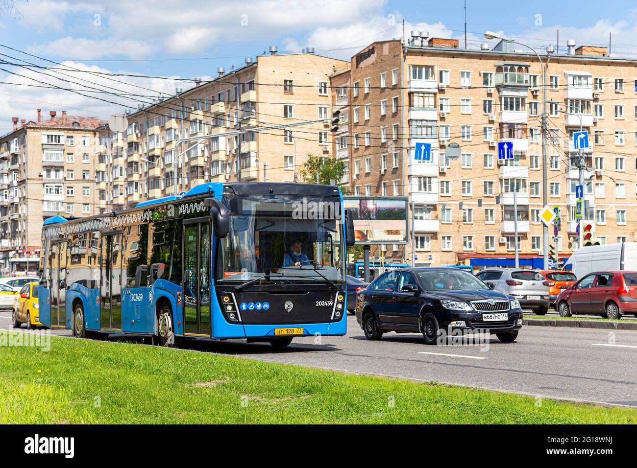 Bus In Russia The passenger bus goes along the route. Moscow, Russia Stock Photo - Alamy