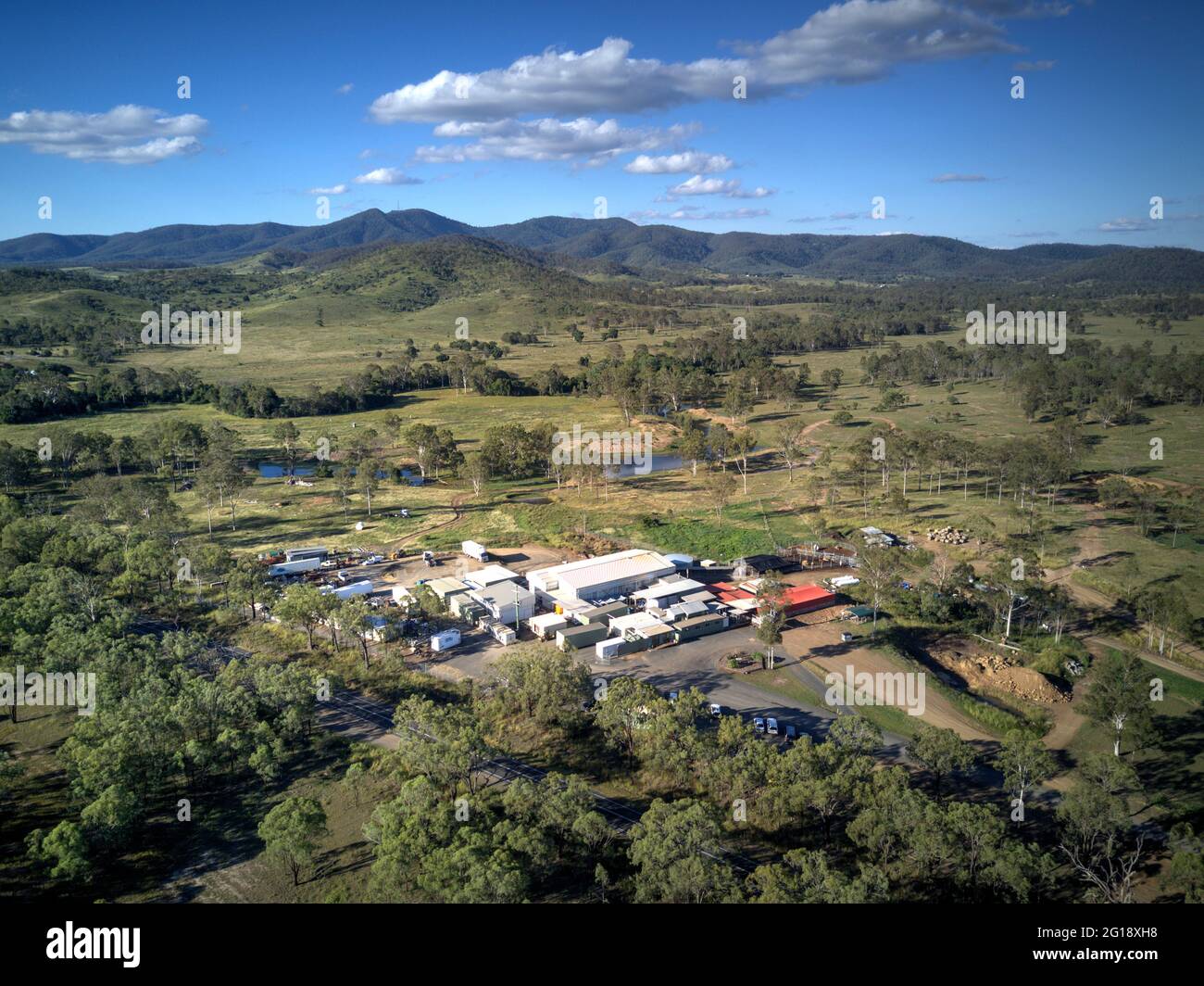 Aerial of Biggenden Meatworks North Queensland Australia Stock