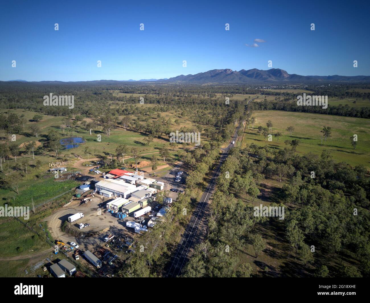 Aerial of Biggenden Meatworks North Queensland Australia Stock