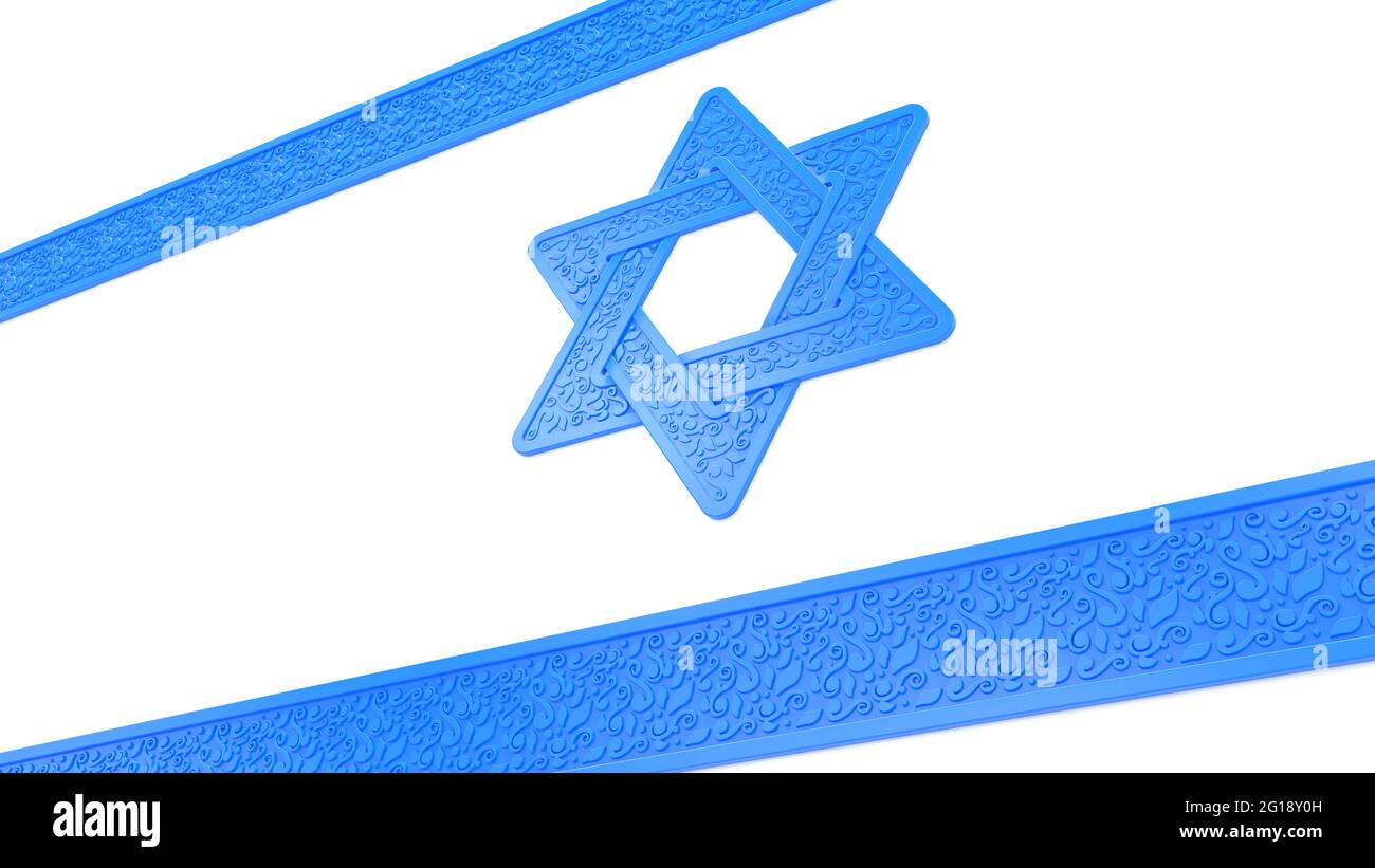 cute israel flag blue ornamental pattern isolated - concept object 3D illustration Stock Photo