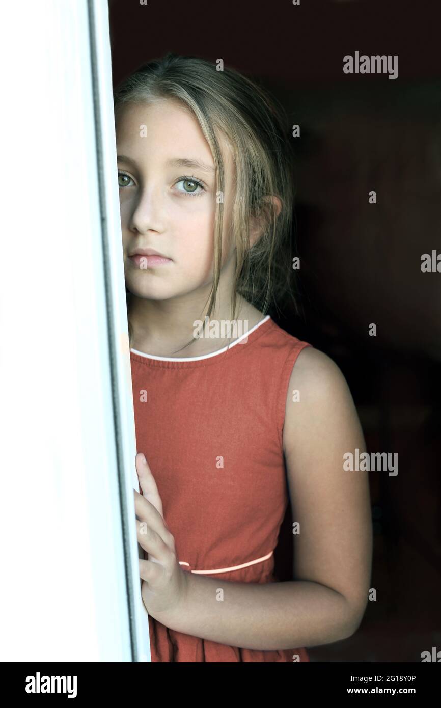 Serious / sad little girl Stock Photo