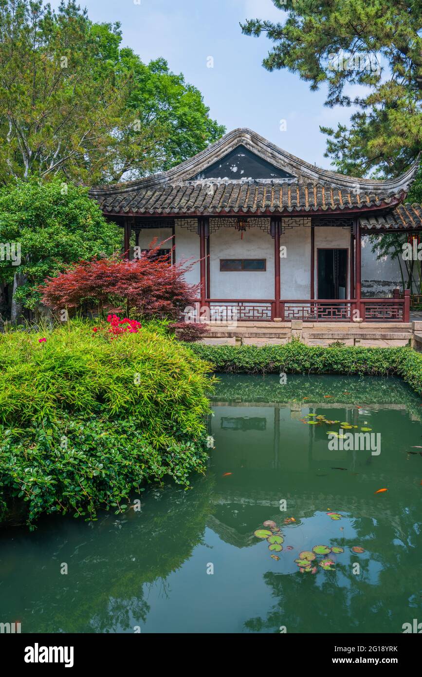 Inside view of Liuyuan garden, a traditional Chinese garden and UNESCO heritage in Suzhou, China