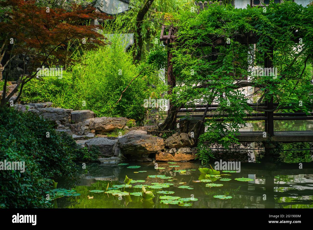 Inside view of Liuyuan garden, a traditional Chinese garden and UNESCO