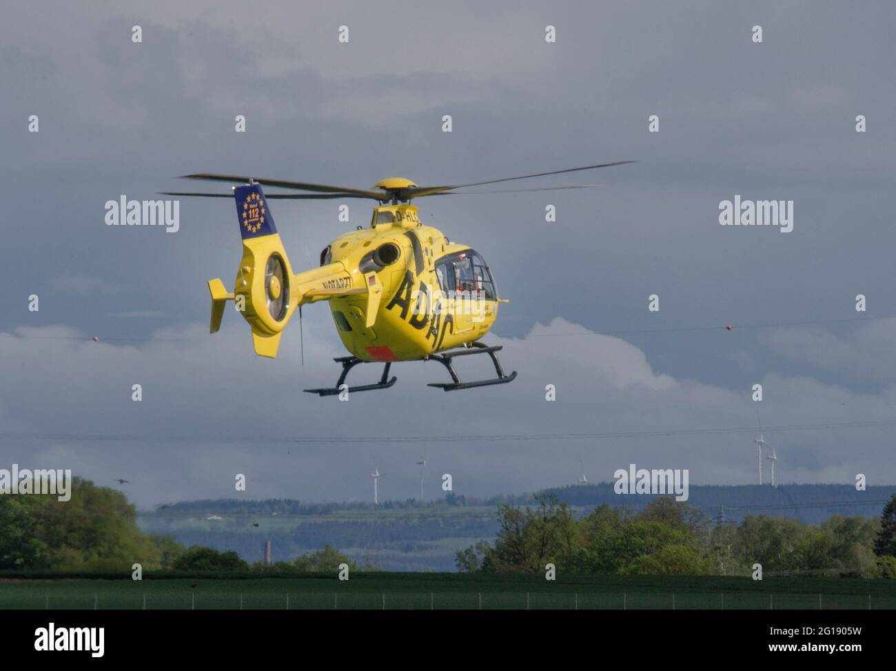 Christoph Europa 1: Air rescue in Würselen, operated by ADAC Air Rescue with Airbus Helicopters EC 135. Stock Photo