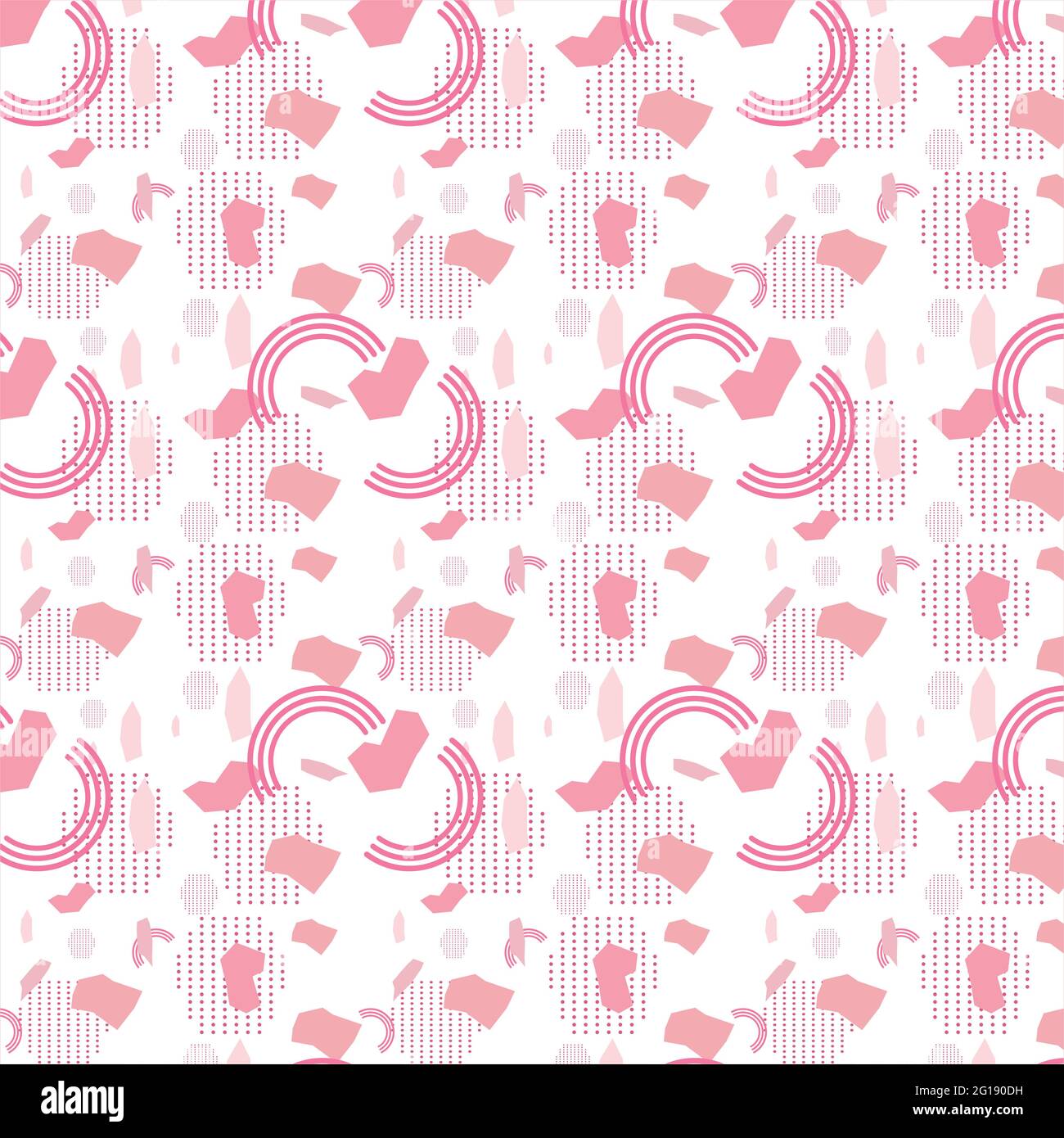 White Andf Pink Pattern Vector seamless geometric white and pink pattern with arcs, polygons ...