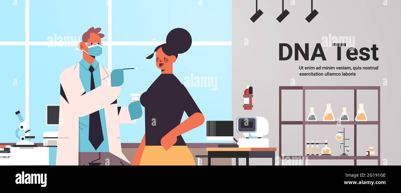 doctor holding buccal cotton swab ready to collect DNA from woman