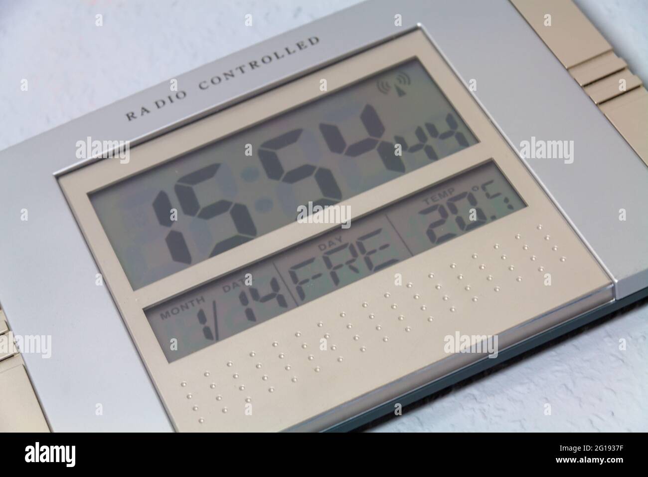 A closeup shot of a ray digital clock Stock Photo