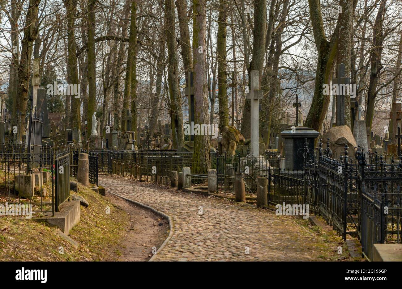 A picture of the Bernardine Cemetery, in Vilnius. Stock Photo