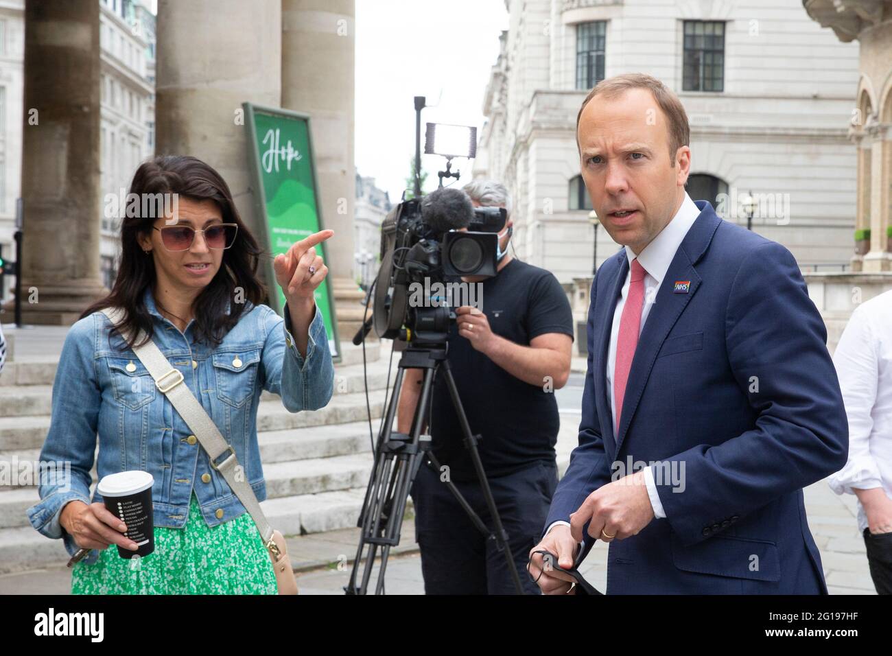 London, UK. 6th June, 2021. Health Secretary, Matt Hancock, gives an interview at the BBC Studios before appearing on 'The Andrew Marr Show'. Credit: Mark Thomas/Alamy Live News Stock Photo