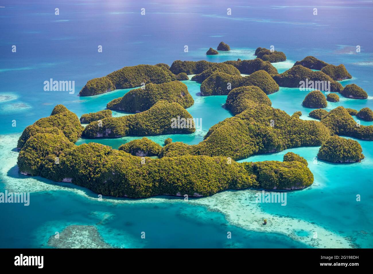 Aerieal View of Seventy Islands, Micronesia, Palau Stock Photo