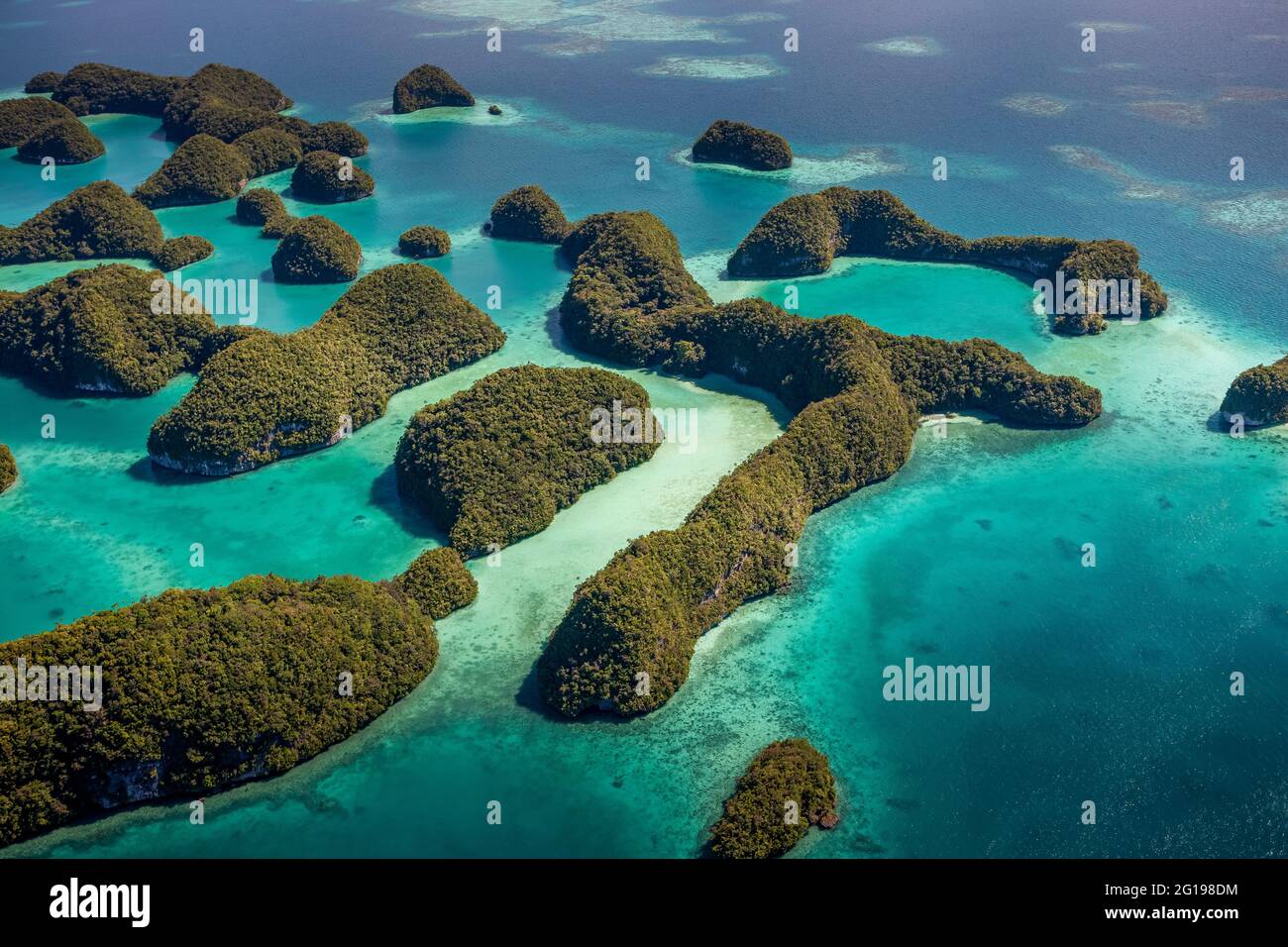 Aerieal View of Seventy Islands, Micronesia, Palau Stock Photo
