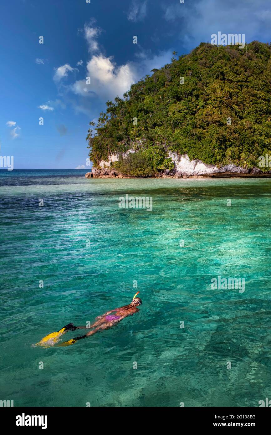 Snorkeling at Islands of Palau, Micronesia, Palau Stock Photo