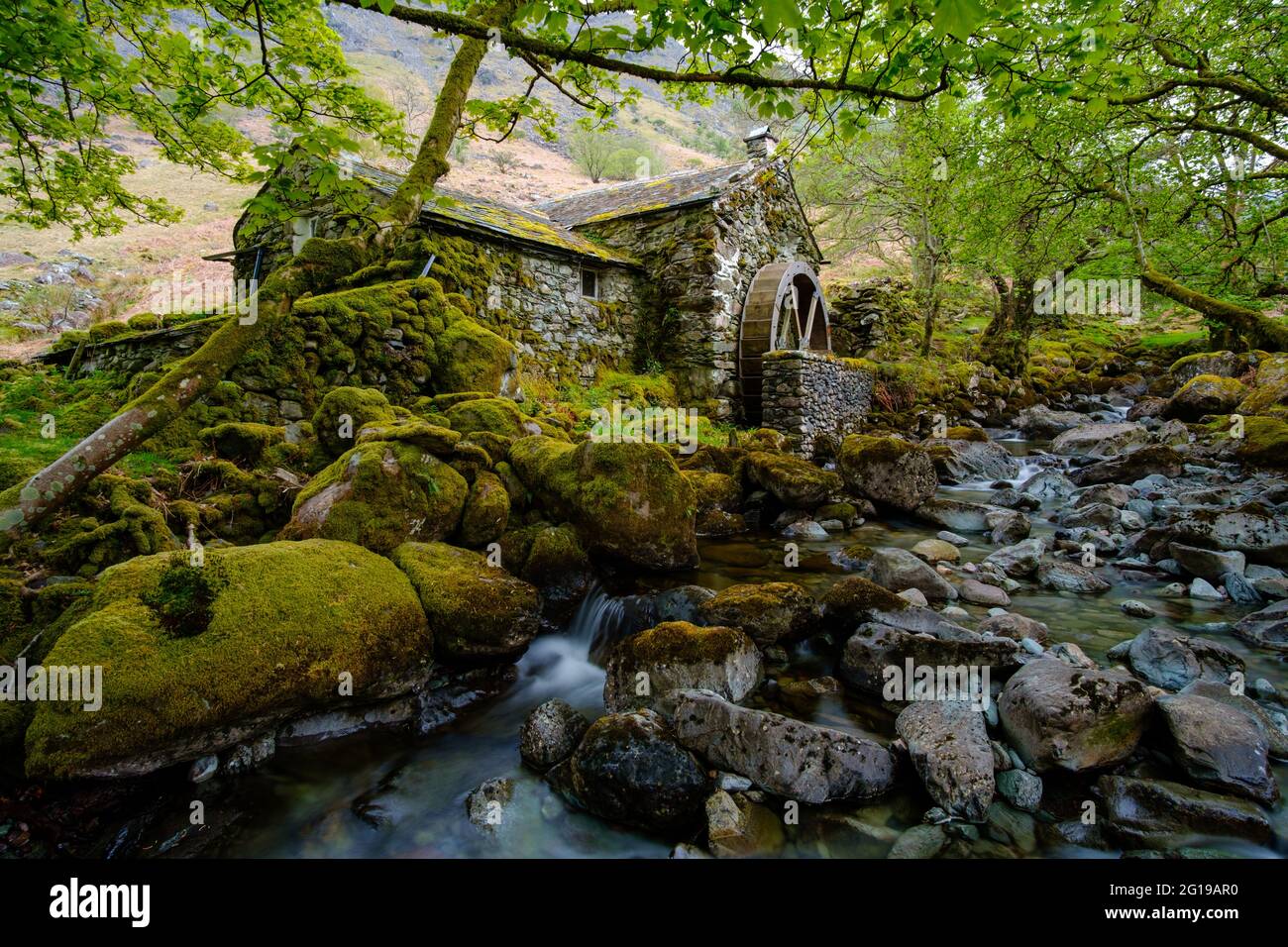 The Old Mill, Borrowdale - An old watermill on the bank of Combe Beck in Borrowdale, Lake District Stock Photo