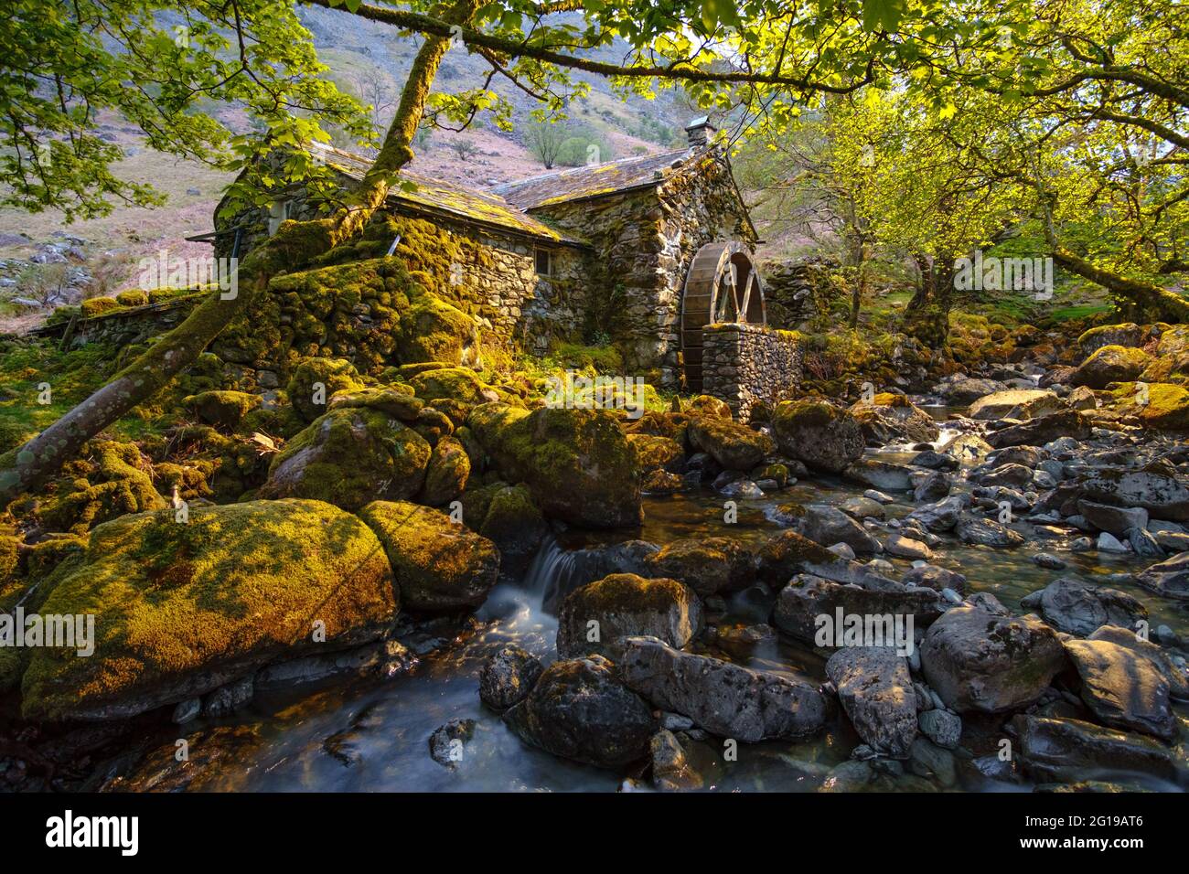 The Old Mill, Borrowdale - An old watermill on the bank of Combe Beck in the Borrowdale Valley, Lake District Stock Photo