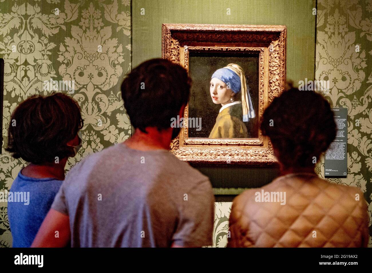 The Hague, Netherlands. 06th June, 2021. Visitors visit the Mauritshuis museum, in the Hague, Netherlands,  Government collection of 841 art objects, with works by Rembrandt, Vermeer and Holbein the Younger. Museums are allowed to open again, after almost half a year of closure. No entrance tests are required, but interested parties must reserve a time to prevent too many people from being inside at the same time. Photo by Robin Utrecht/ABACAPRESS.COM Credit: Abaca Press/Alamy Live News Stock Photo