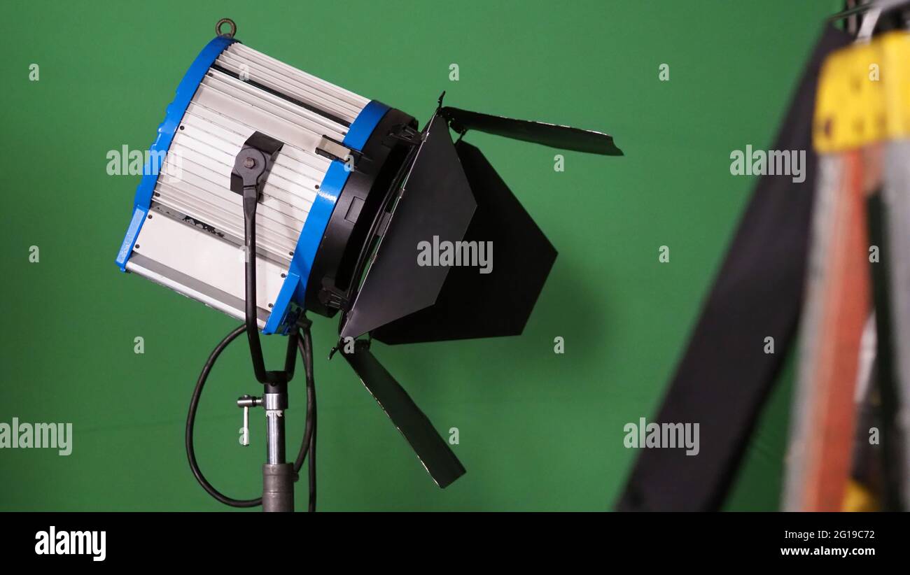 Studio light equipments for photo or film movie video. Light set for professional shooting and