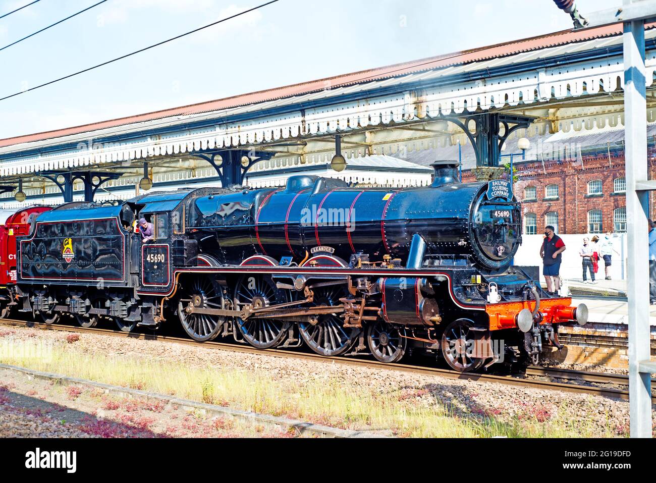 Jubilee No 455690 Leander sets of from York Station, England 5th June 2021 Stock Photo
