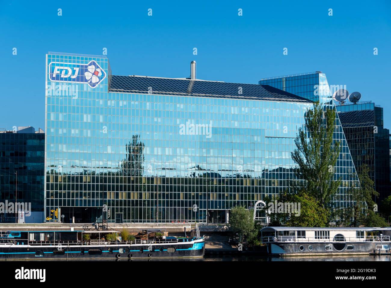 Exterior view of the head office building of Française Des Jeux (FDJ), the French operator of national lottery games Stock Photo