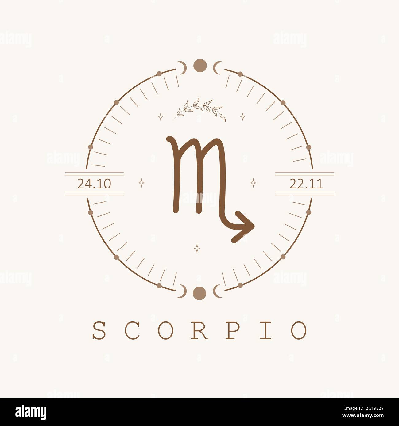 Scorpio. Zodiac sign in boho style. Astrological icon isolated on white background. Mystery and esoteric. Horoscope logo vector illustration Stock Vector
