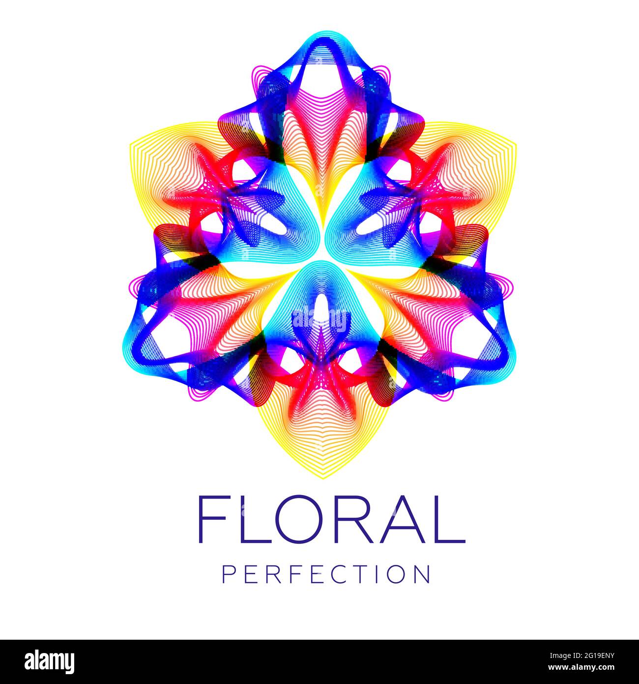 Fantastic flower icon, abstract shape with lots of blending lines and ...